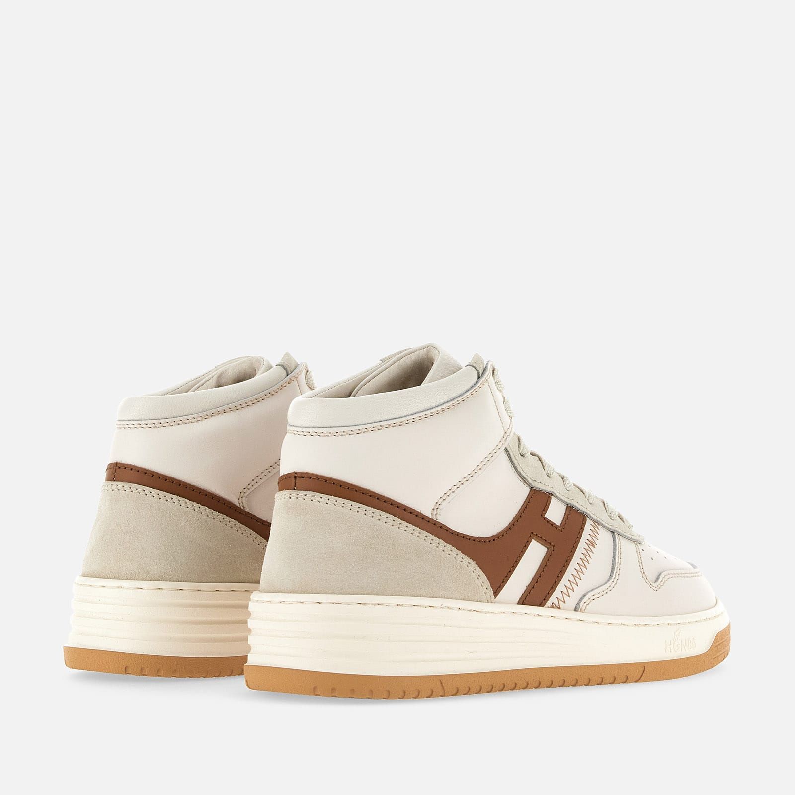 Hogan H630 High Top Flat White / White / Brown | 905216JIU