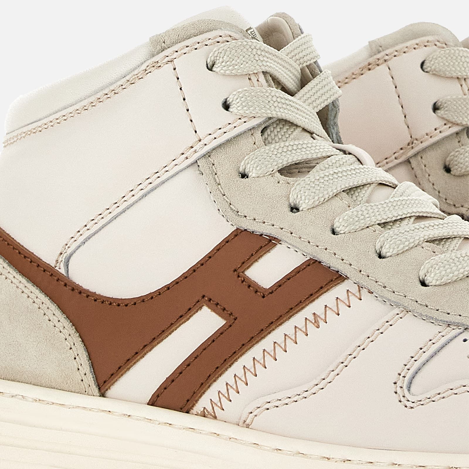 Hogan H630 High Top Flat White / White / Brown | 905216JIU