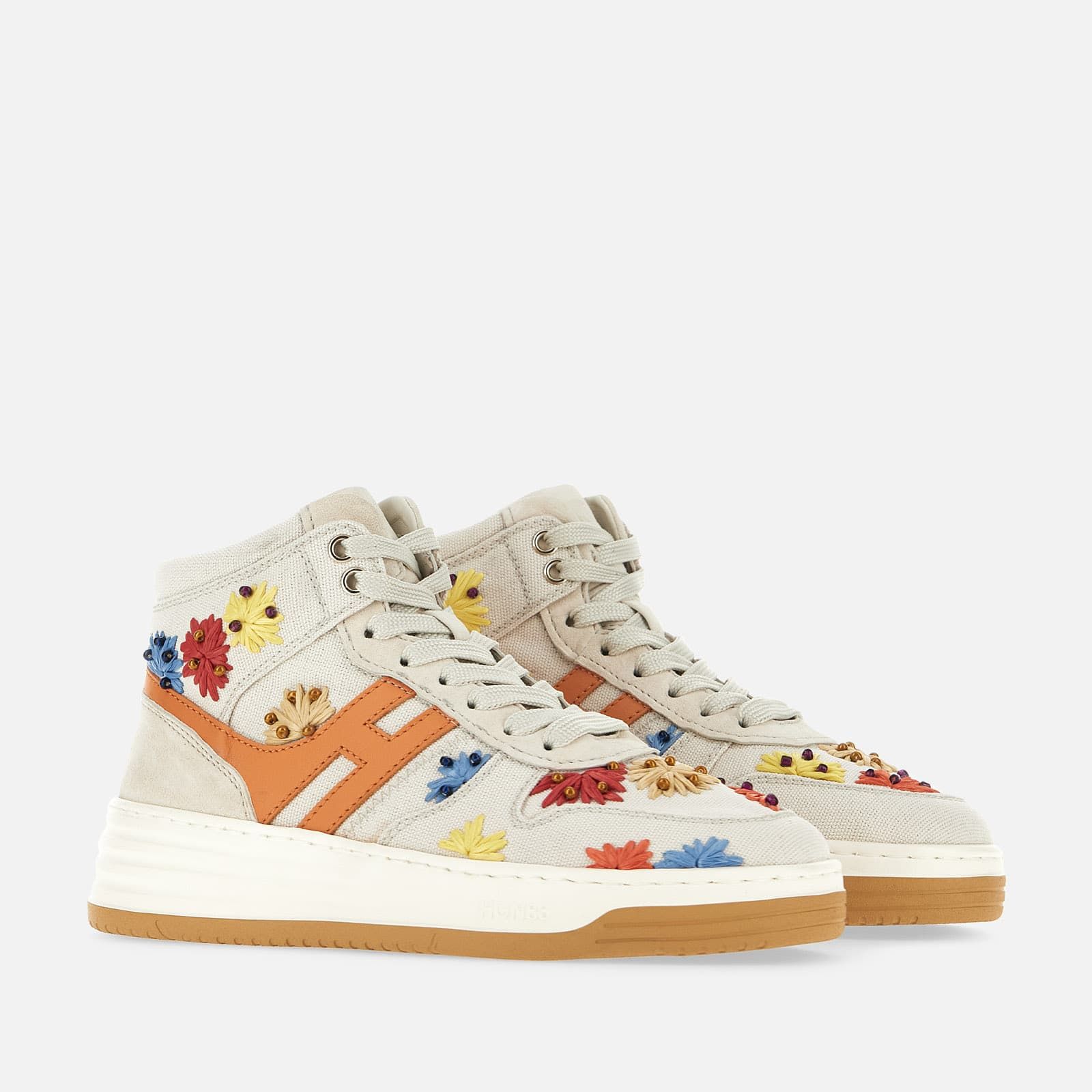 Hogan H630 High Top Ivory White / Orange / Red | 608951KYQ