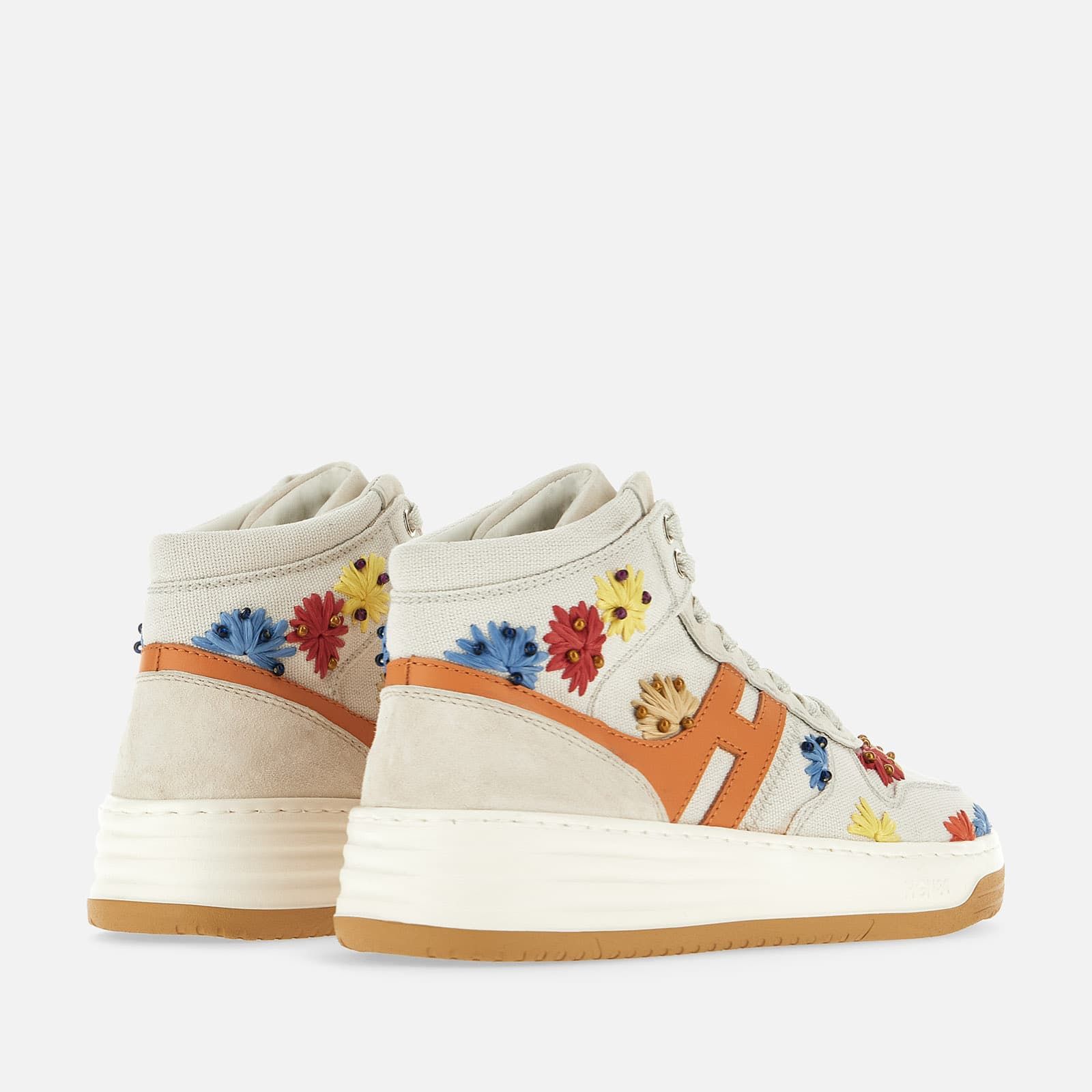 Hogan H630 High Top Ivory White / Orange / Red | 608951KYQ