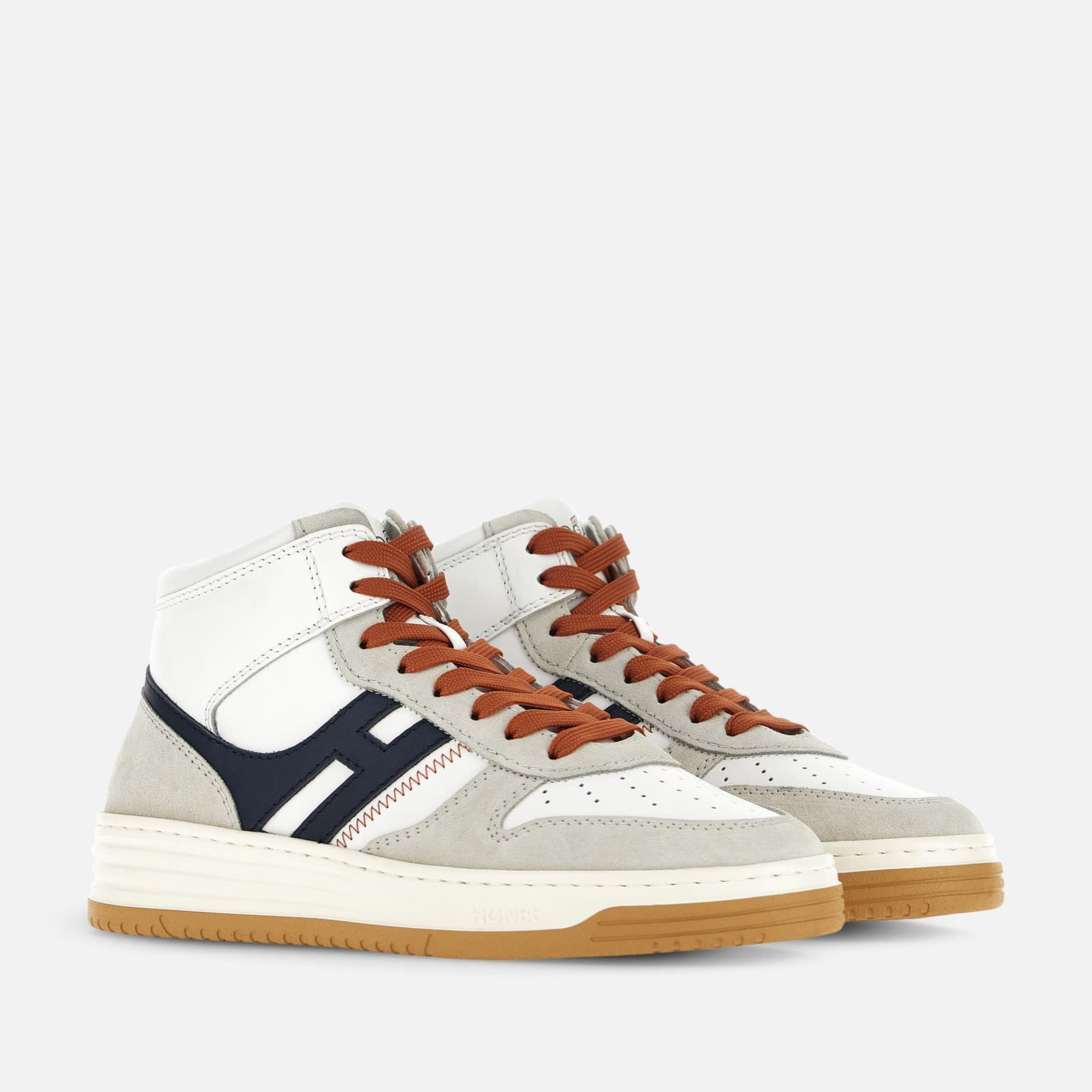 Hogan High Top H630 Flat White / Grey / Blue | 456301QGK