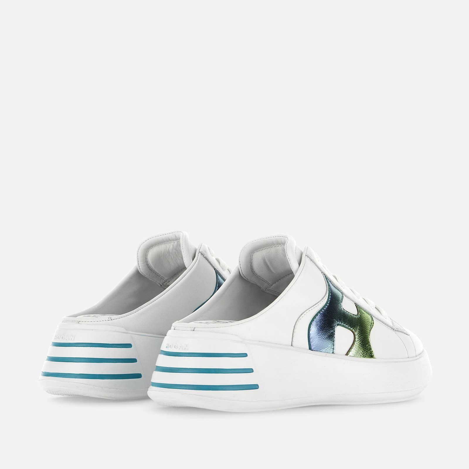 Hogan Rebel - Mules White / Blue / Green | 526731DRA